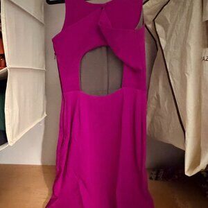 Halston Heritage Fuchsia Open Back Draped Cocktail Dress - Size 4